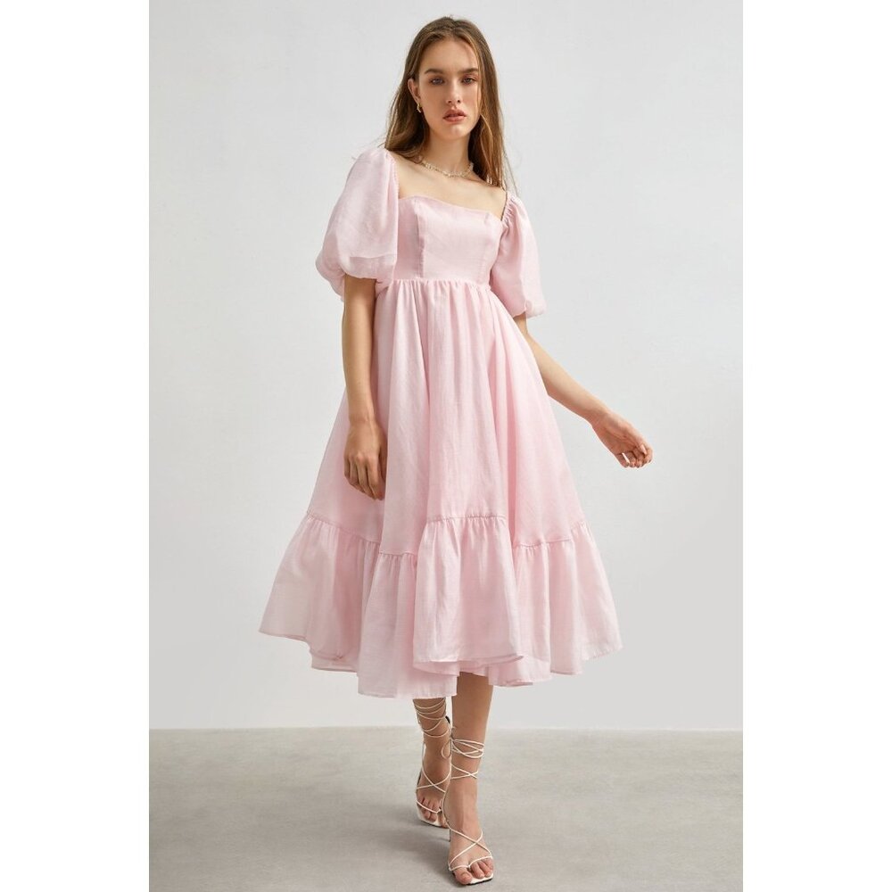 Elegant Pink Midi Dress